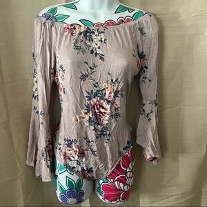 2Bella Lavender Purple Bell Sleeve Floral Bodysuit